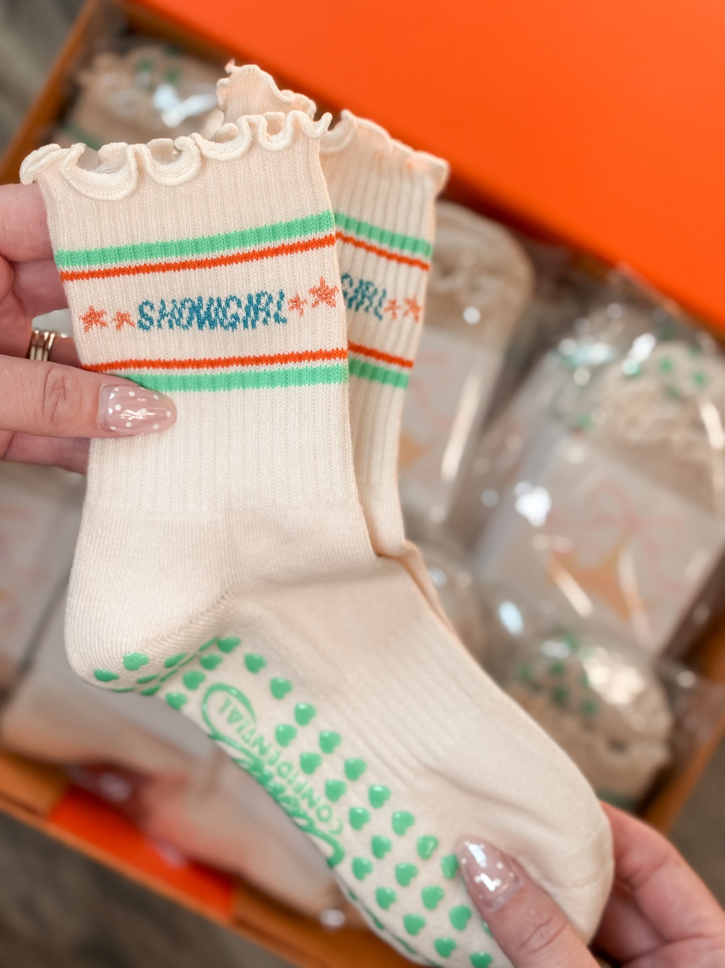 vintage glam pilates grip socks