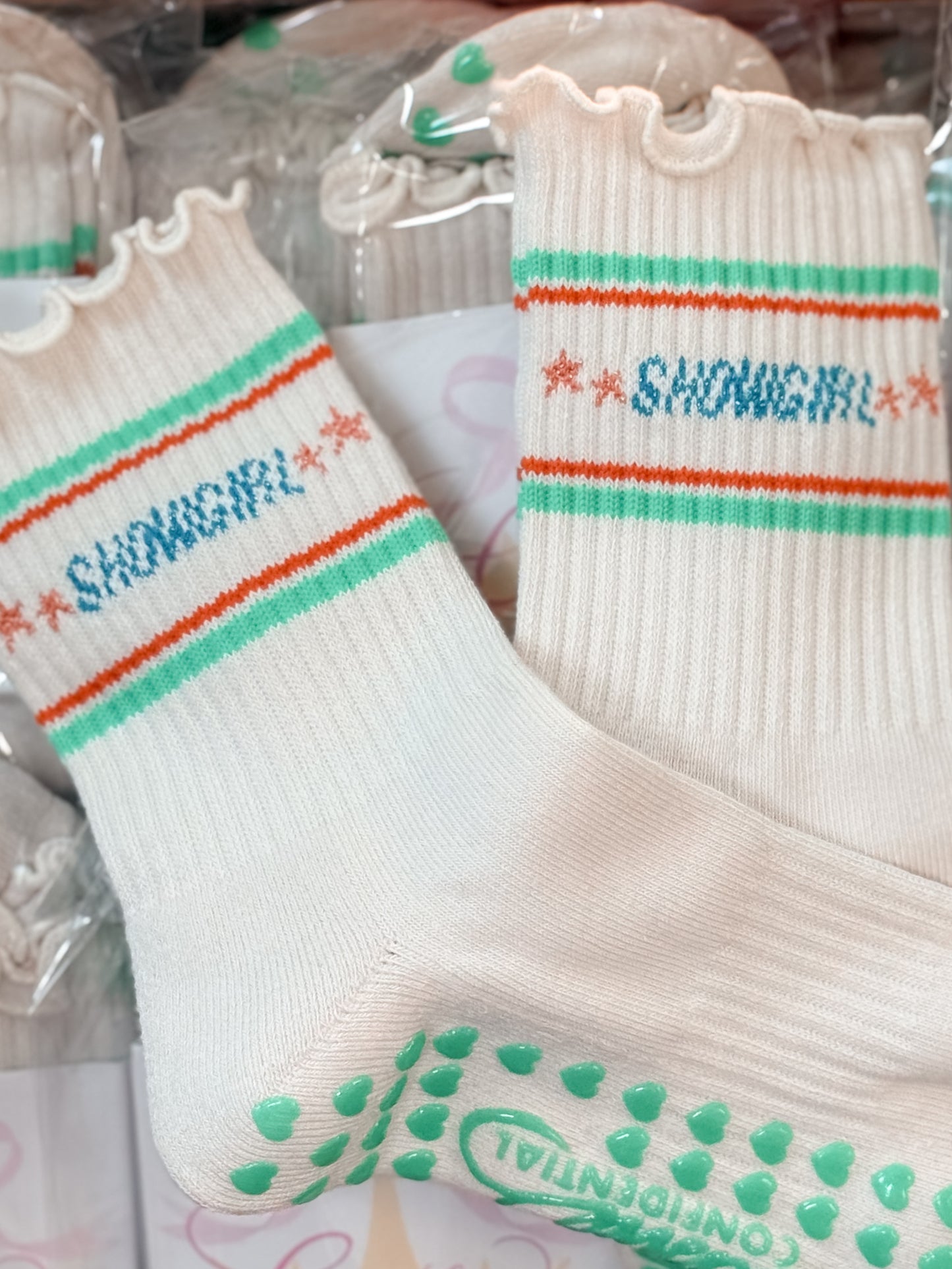 close-up non slip grip boom showgirl grip socks